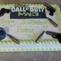 Mw3 Chocolate Cake, Whipped Icing, Fondant accessories. TFL :)