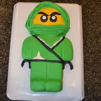 Green Ninja Lego Cake My son was obsessed with Ninjago and wanted his entire 4th Birthday to be all about the Green Ninja. Cake is covered MMF