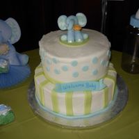 Baby Shower Cake Buttercream with fondant accents. Elephant in gum paste madeby milliegonza.