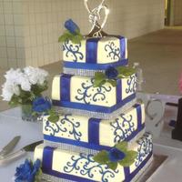 Royal Blue Wedding Cake This is only my 3rd large wedding cake. Did this for a friend in all Butter Pecan. She loved it!