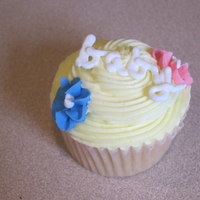 Baby Shower Cupcake Used a couple different ideas on this one, pink and blue flowers because the mom-to-be wanted it to be a surprise!