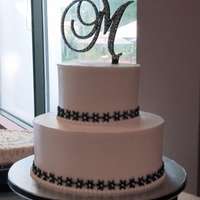 Black And White Wedding Cake Clean and Simple wedding cake for an intimately sized wedding. Dark chocolate cake with rasp bc filling, vanilla bc finish. The fondant...