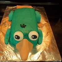 Perry The Platypus Perry the Platypus from Phineas and Ferb. The cake batter was tinted to match the frosting and fondant outside for my 2 year old grandson....