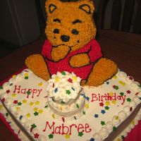 Winnie The Pooh Here is a Winnie the Pooh cake that I made this weekend for a friend's daughter. It was soooo much fun, except for that little bitty...