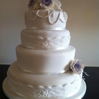 White & Blue Roses With Lace Sides 