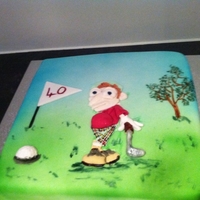 Golf 40Th Birthday Cake First time using airbrush for cake, did a bit of bas relief on the character.