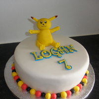 Pikachu Birthday Cake A small cake for my nephew's 7th birthday. Sponge cake with sugarpaste model of pikachu.