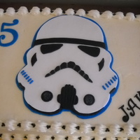 Storm Trooper Cake yellow cake with "kid's" buttercream icing fondant storm trooper decoration