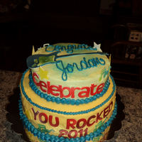 Graduation Cake - You Rocked White Cake, Buttercream Icing, Fondant/Gumpaste Accents