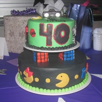 40Th Birthday 80's Style 10/8 yellow cake with bc frosting and fondant accents.