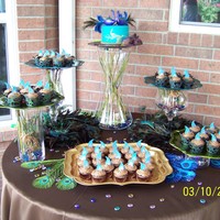 Peacock Theme Cake And Cupcakes 