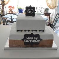 60Th Birthday, Burlap And Chalkboard Theme decorations made of fondant, burlap made of Sugar veil