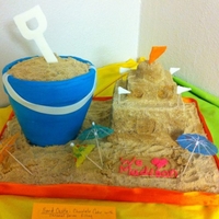 Sand Castle/ Sand Bucket Cake Made for a beach themed teacher appreciation celebration. Bucket made from 2, 7" round and 1, 6" round torted, filled, stacked,...