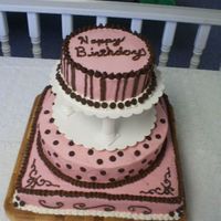 Birthday Cake A quick birthday cake thrown together at the last minute. I used chocolate chips for the polka dots. All buttercream.