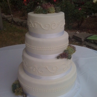 White Wedding fondant covered, real succulents