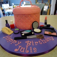A Make Up Bag Cake For My Niece My Request Was Something Girly And My Niece Likes Make Up And Such The Cake Is A Strawberry Orange Straw A make-up bag cake for my niece. My request was "something girly" and my niece likes make up and such. The cake is a strawberry-...