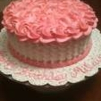 Pretty Cake First time trying petal design on sides of cake. Very easy.