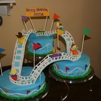 Roller Coaster A roller coaster cake for my niece's birthday. The track and cars are made out of gum paste