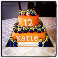 Despicable Me Cake This cake was made for my niece who requested lots of minions. The minions were made out of fondant.