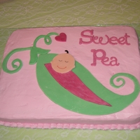 Sweet Pea A cake for a baby shower. The pea was cut out of fondant using a Cricut.