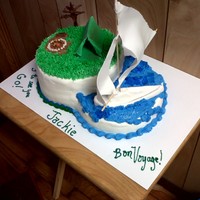 Bon Voyage Sail boat and camp tent and fire. Gumpaste-Fondant, Boat,sails,and tent