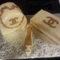 Purse And Shoe Cake Chanel cake - Purse, shoe box and shoe. Fondant covered cakes with gum paste shoe