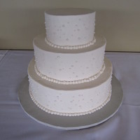 Pearls 3 tier round, 6, 9, 12", Buttercream and dragees.