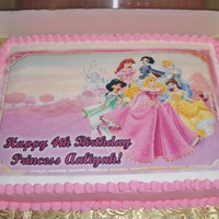 Disney Princess Cake This is a cake I made for my grand-daughter's 4th birthday. Using a pre-printed sugar sheet made decorating a breeze.
