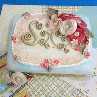Birthday Cake For Fiances Grandmother Sara All Decorations Made With Fondant Completely Edible Except The Ribbons Around The Bottom Birthday cake for fiance's grandmother, Sara. All decorations made with fondant, completely edible except the ribbons around the...