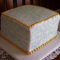 Blue Stencil With Gold Trim 