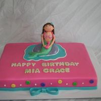 Mermaid Cake All fondant except for mermaid which was 50/50 fondant mix.