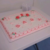 Stephanie's Cake 1/2 and 1/2 cake with buttercream icing. Sorry for the horrible photo quality. The camera on my phone stinks.