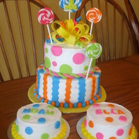 Fun First Birthday For boy/girl twins. The mom wanted bright colors with a fun design. Buttercream with MMF decorations.