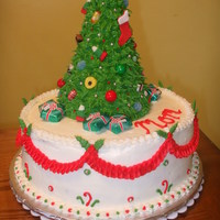 Christmas Tree Cake This was a birthday cake for my mom whose birthday is 5 days before Christmas. She also loves Christmas. The tree is made from rice crispy...