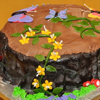 Fairy Tea Party Birthday Cake The mom of a 5 year old girl asked me to make a tree stump cake with butterflies and flowers, for her daughter's party theme of a...