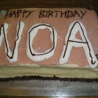 Birthday Cake Last minute birthday cake for my sister's friend. MMF letters, 2 layers marble cake with buttercream. My first cake with the icer tip...