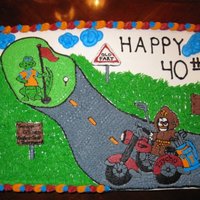 The Reaper Decorated in BC. Cake for Florida fan who loved to golf and his motorcycle.