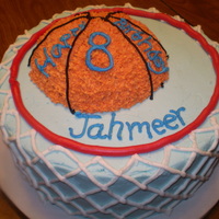 Basketball In The Center Of The Net Basketball in the center of the net.