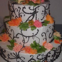 Fall Birthday Cake My stepfathers 75th birthday. I surprised him with this. We served it to all of the guests in his restaurant. Buttercream icing, chocolate...