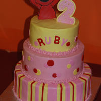 Ruby's Girly Elmo wanted a girlier elmo cake for Ruby's 2nd birthday...decided on this.i waited to put the topper on until we got to the party...and...