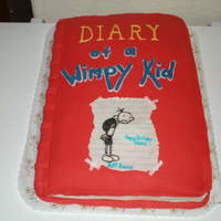 Diary Of The Whimpy Kid French Vanilla Cake w/ Fondant. Was gonna try to trace the picture but had to do freehand; also the letters done freehand.