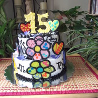 15Th Birthday Made of Chocolate Chip...For One of my niece's ( Zaireliz) 15th Bd...Inspire by Romero Britto is a Brazilian neo-pop wall decorator,...