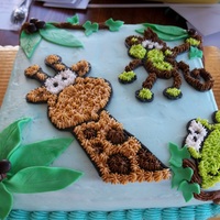 Jungle Animals Baby Shower Cake Buttercream frosted, decorations done with buttercream and fondant/gumpaste combination. coconuts are M & M's