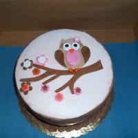 Owl Baby Girl Shower Cake Buttercream frosted design done in fondant/gumpaste combination.