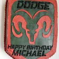 Dodge Logo All buttercream with RI transfer letters.