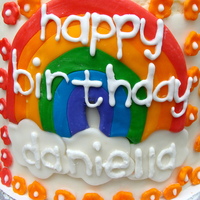 Rainbow Birthday Cake For my friends daughter, a real girl! She wanted rainbows and flowers. Inspiration thanks to cakes I've seen here on CC.