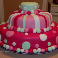 Pink Polka Dot And Striped 1St Birthday For my daughters first birthday. All stipes, dots and balls were mm. fondant. I u