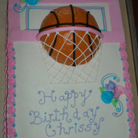 Girly Basketball Cake My daughter wanted a basketball cake but wanted it to look really girly.