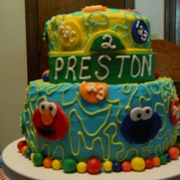 Sesame Street Birthday 9 inch bottom and 6 inch top, buttercream with fondant accents. All free hand characters which caused lots of sleepless nights :)