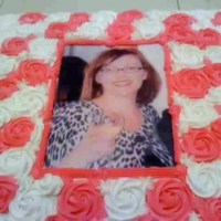 Pink And White Roses Memorial Cake